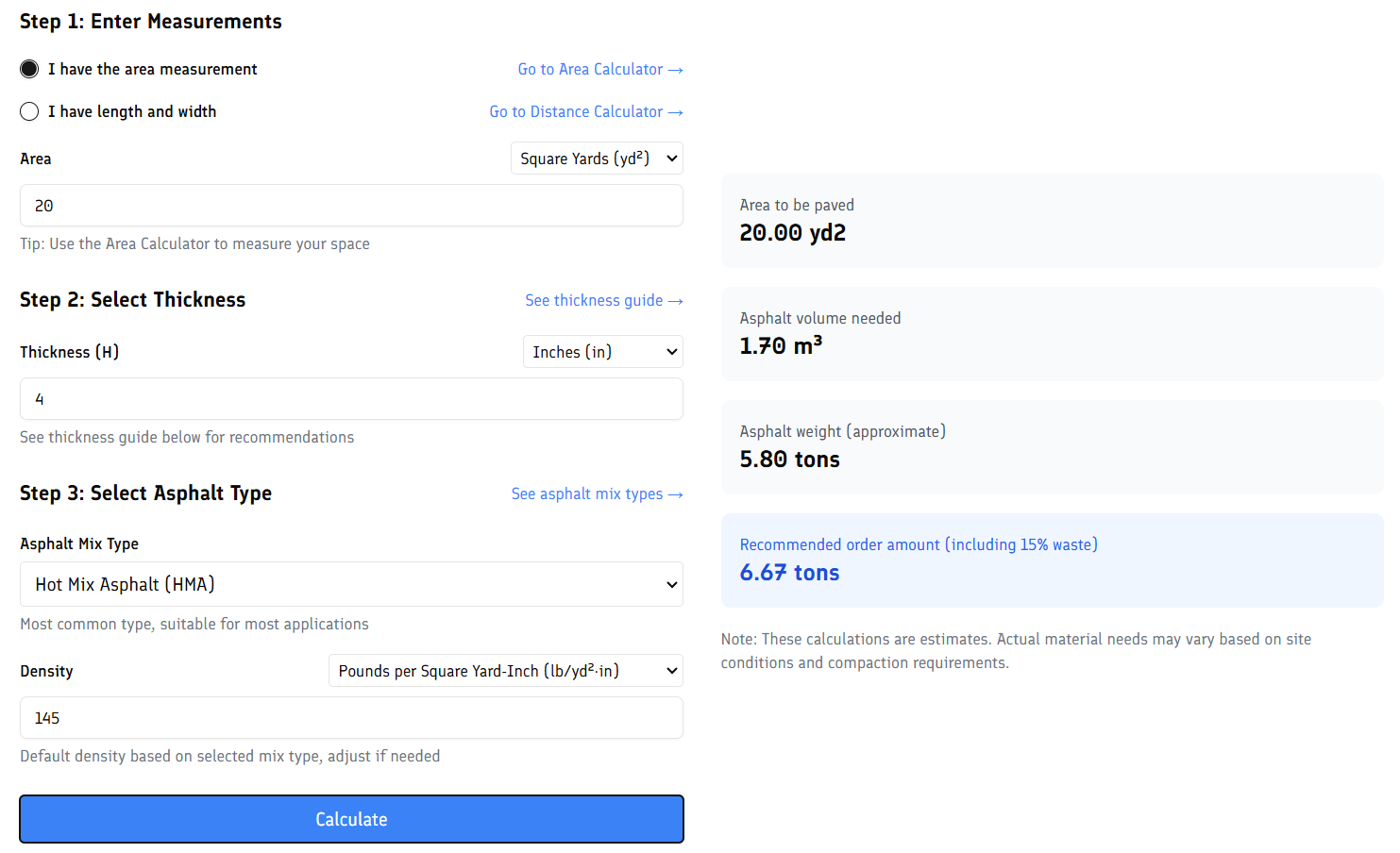 Asphalt Calculator